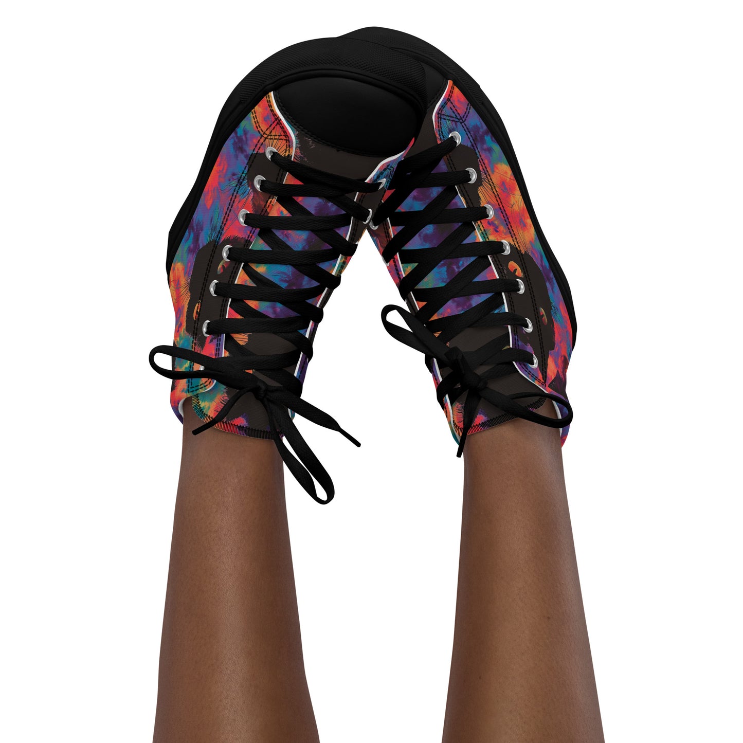 Rave Cat Tie Dye Women’s High Top Canvas Shoes