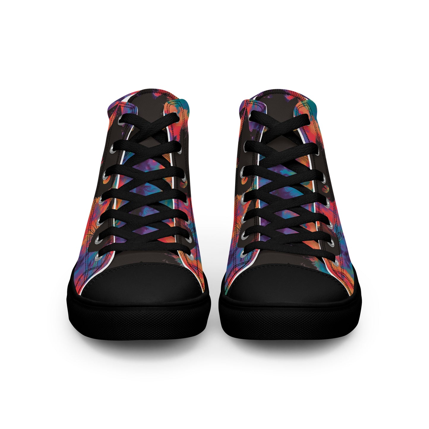 Rave Cat Tie Dye Women’s High Top Canvas Shoes