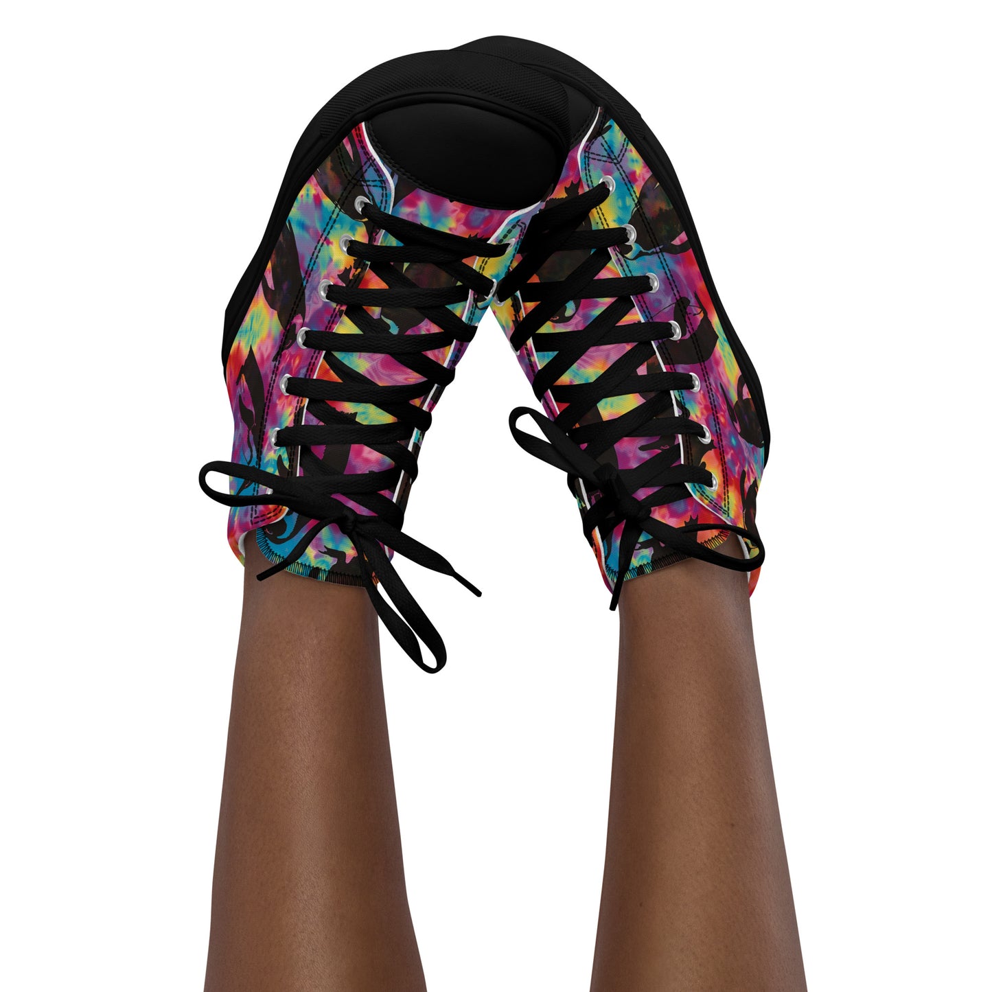 Penguin Rave Tie Dye Women’s High Top Canvas Shoes