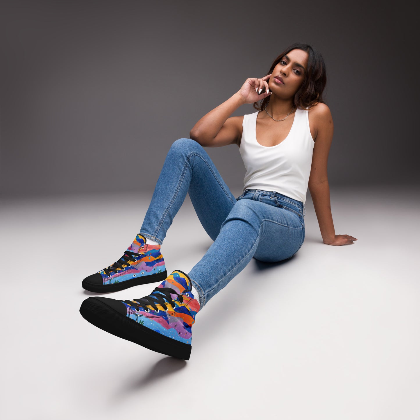 Starlit Panorama Women’s High Top Canvas Shoes