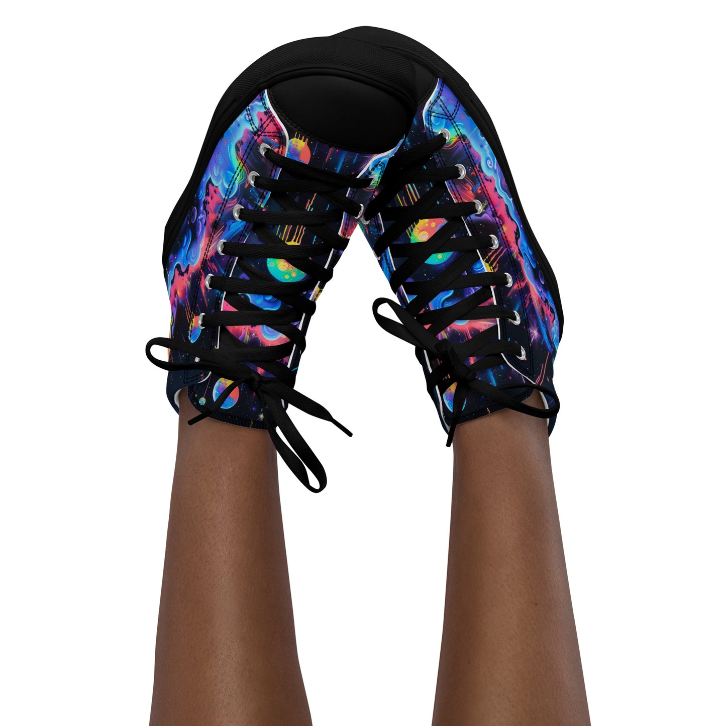 Glowing Galaxy Women’s High Top Canvas Shoes