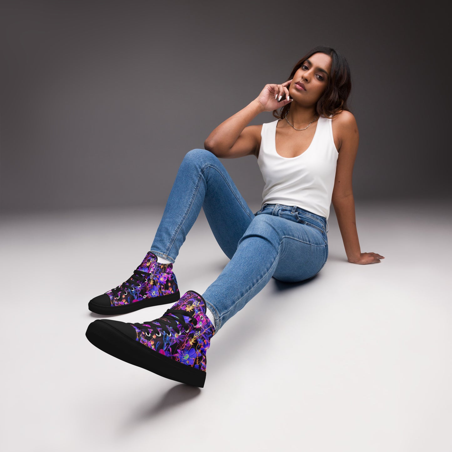 Exotic Floral Women’s High Top Canvas Shoes