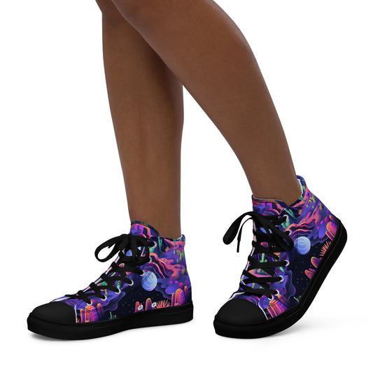 Moonlit Oasis Women’s High Top Canvas Shoes