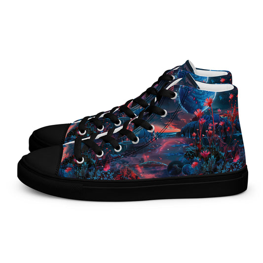 Midnight Crimson Women’s High Top Canvas Shoes