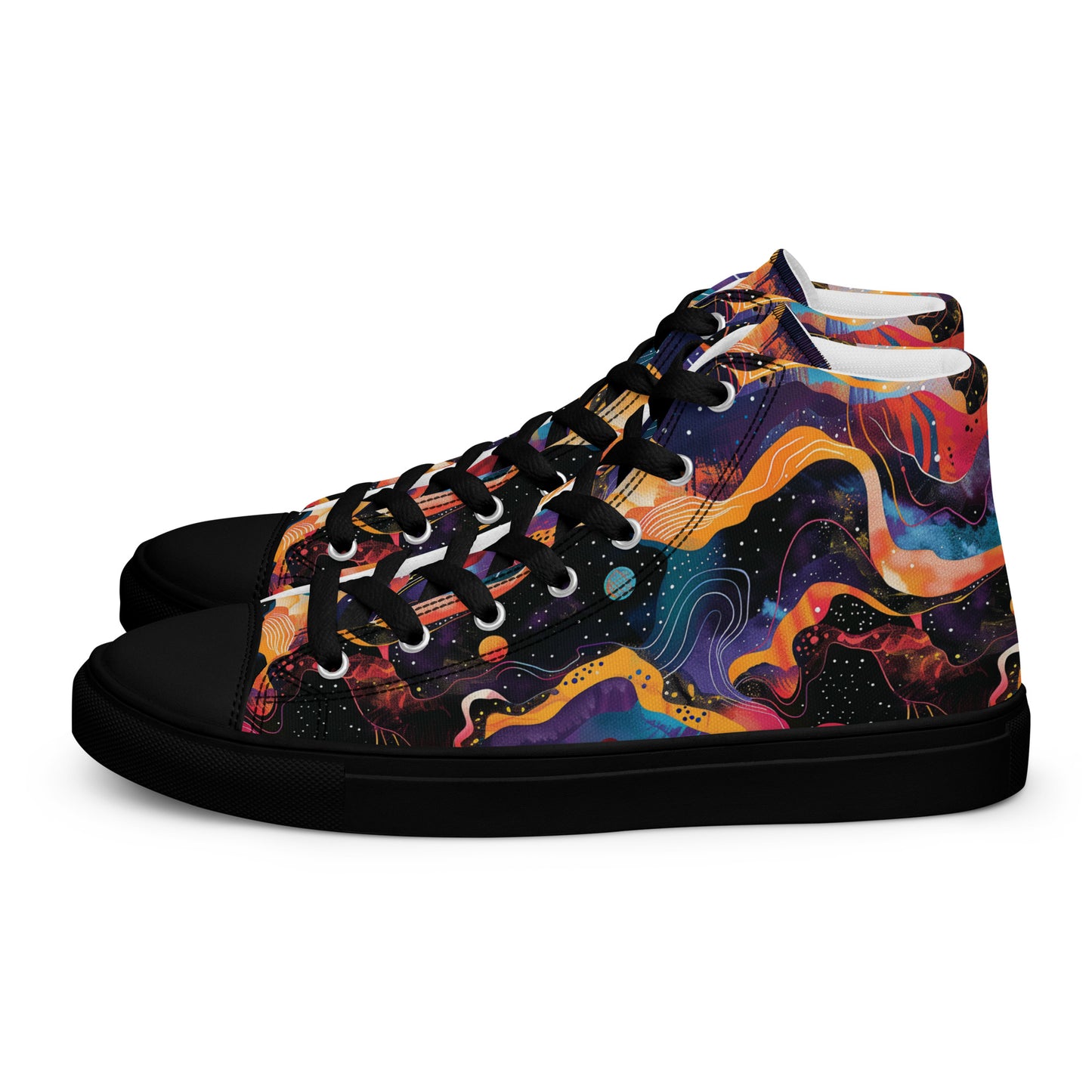 Galactic Waves Women’s High Top Canvas Shoes