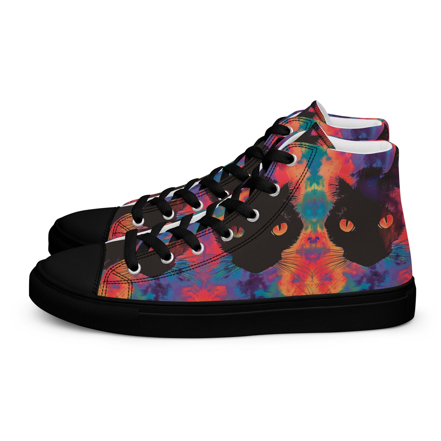 Rave Cat Tie Dye Women’s High Top Canvas Shoes