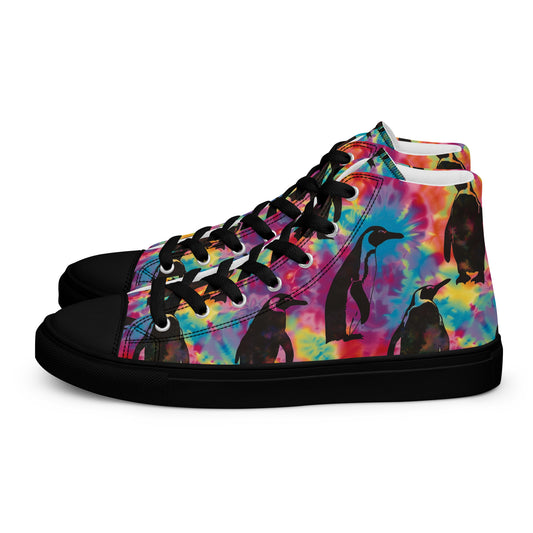 Penguin Rave Tie Dye Women’s High Top Canvas Shoes