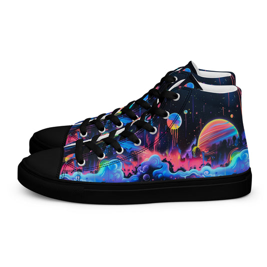 Glowing Galaxy Women’s High Top Canvas Shoes