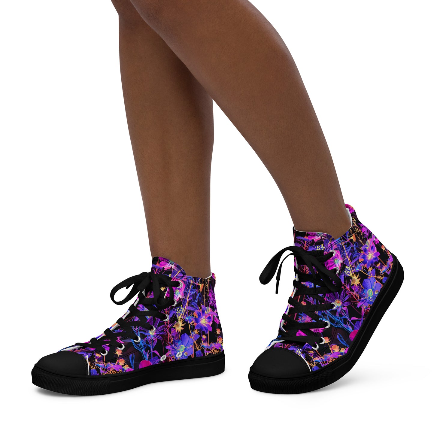 Exotic Floral Women’s High Top Canvas Shoes
