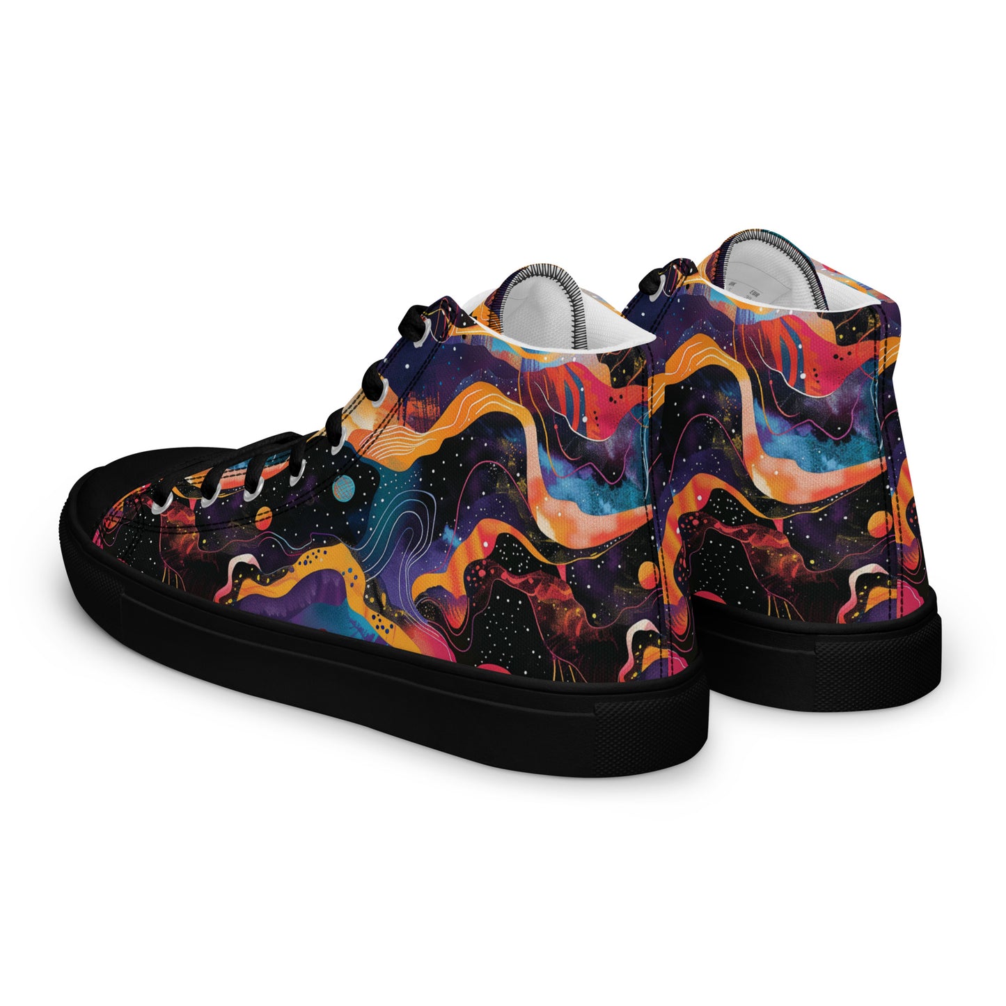 Galactic Waves Women’s High Top Canvas Shoes