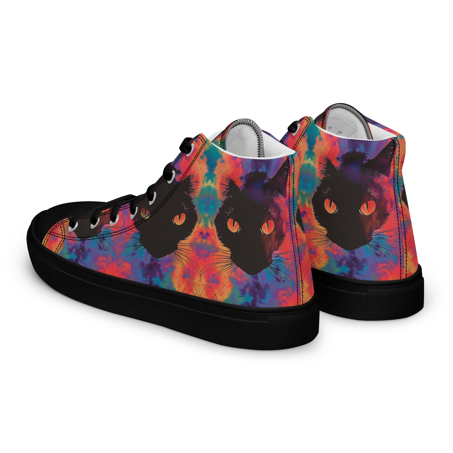 Rave Cat Tie Dye Women’s High Top Canvas Shoes