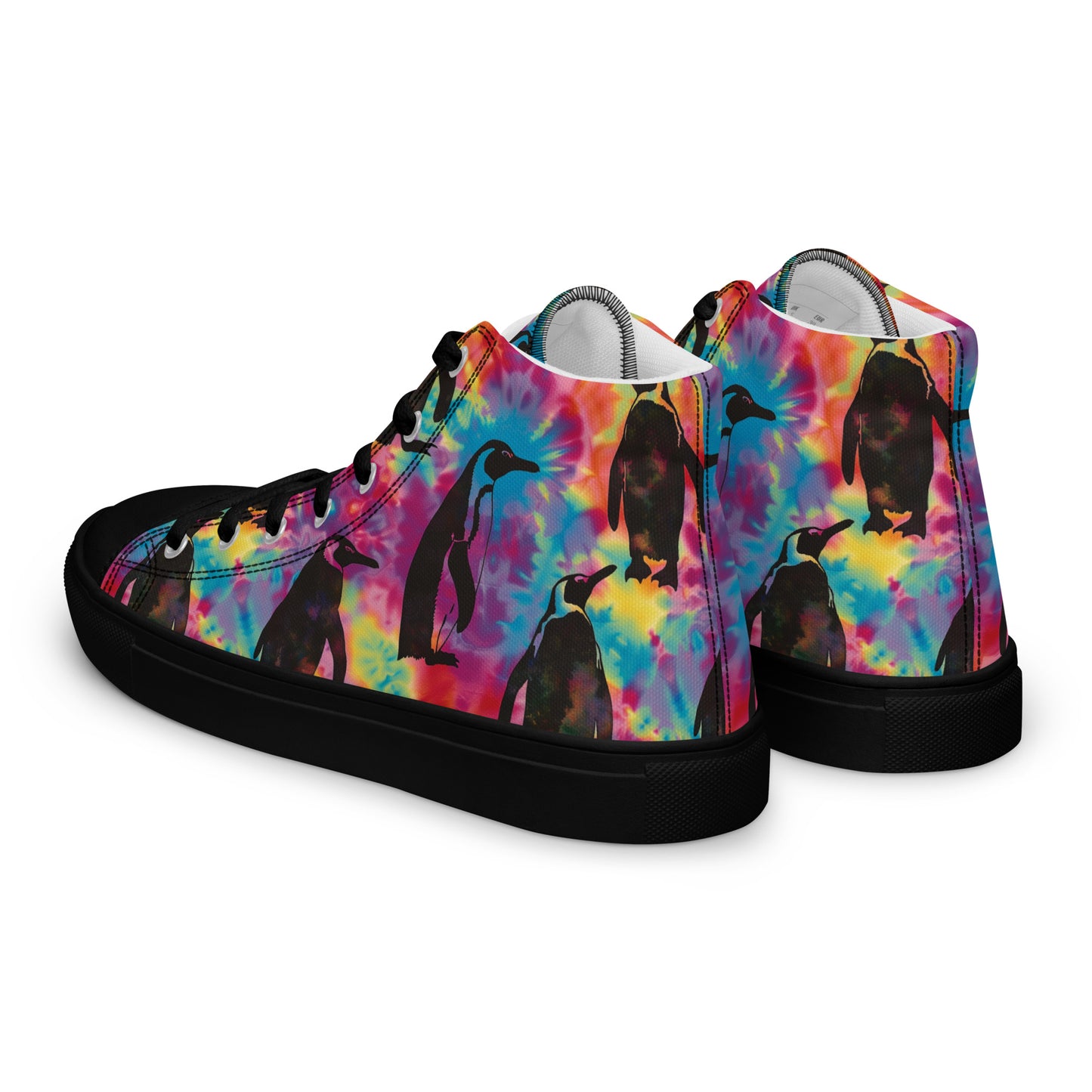 Penguin Rave Tie Dye Women’s High Top Canvas Shoes