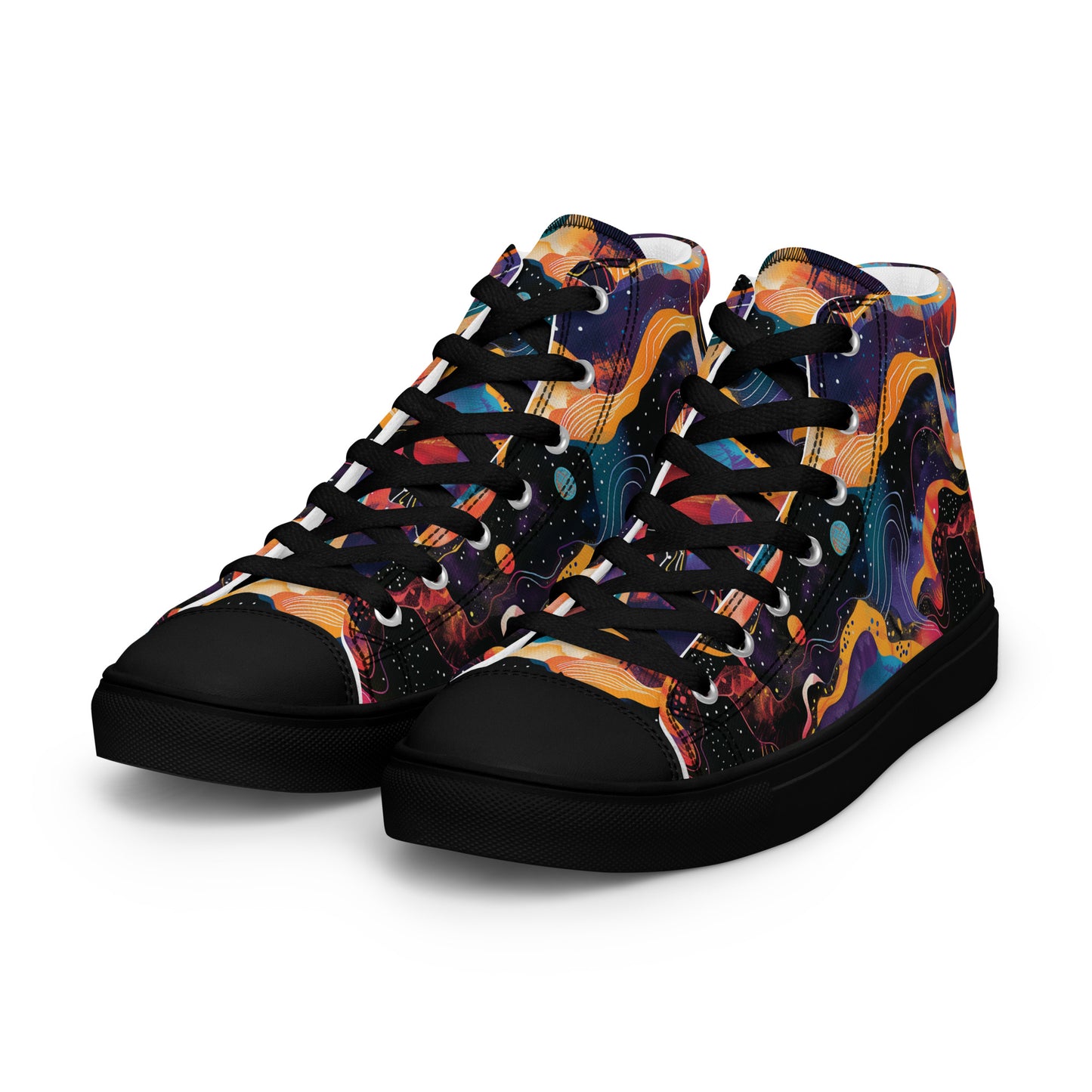 Galactic Waves Women’s High Top Canvas Shoes