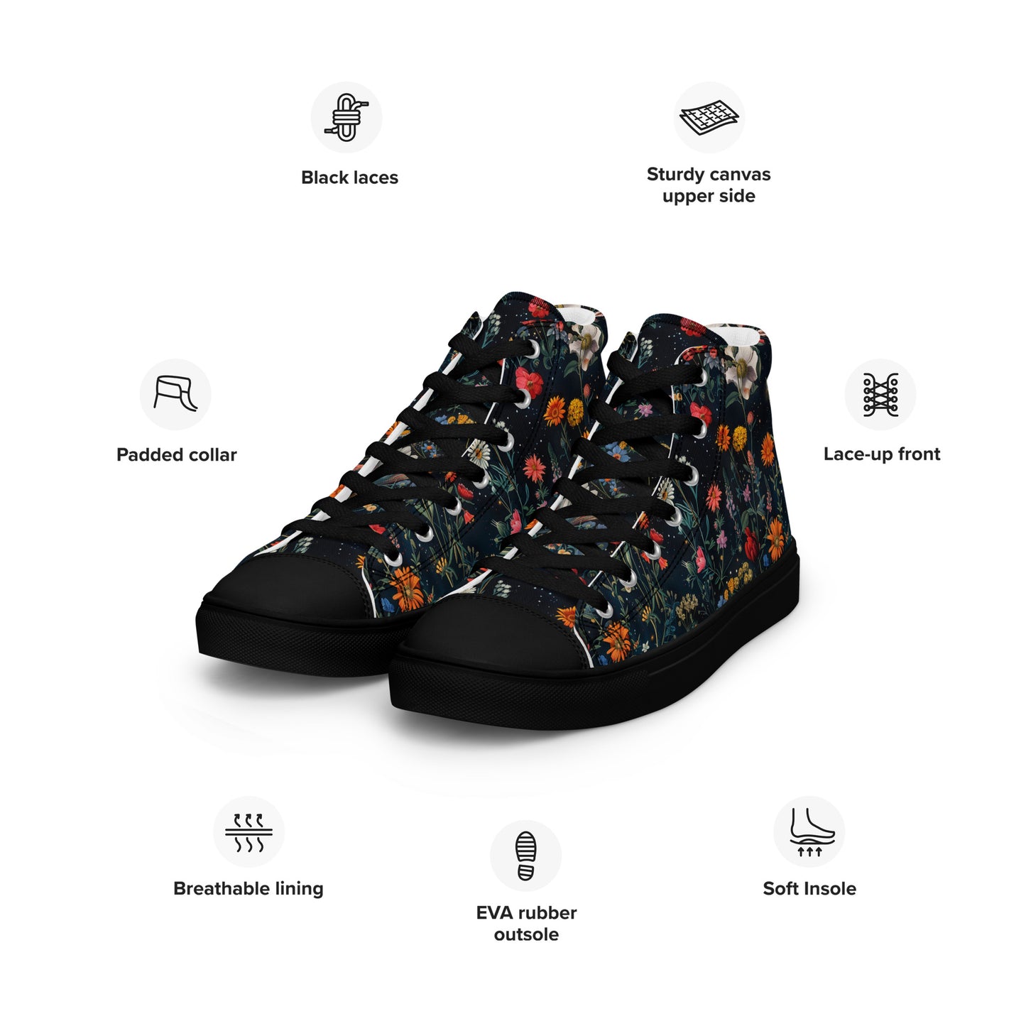 Astral Bloomscape Women’s High Top Canvas Shoes