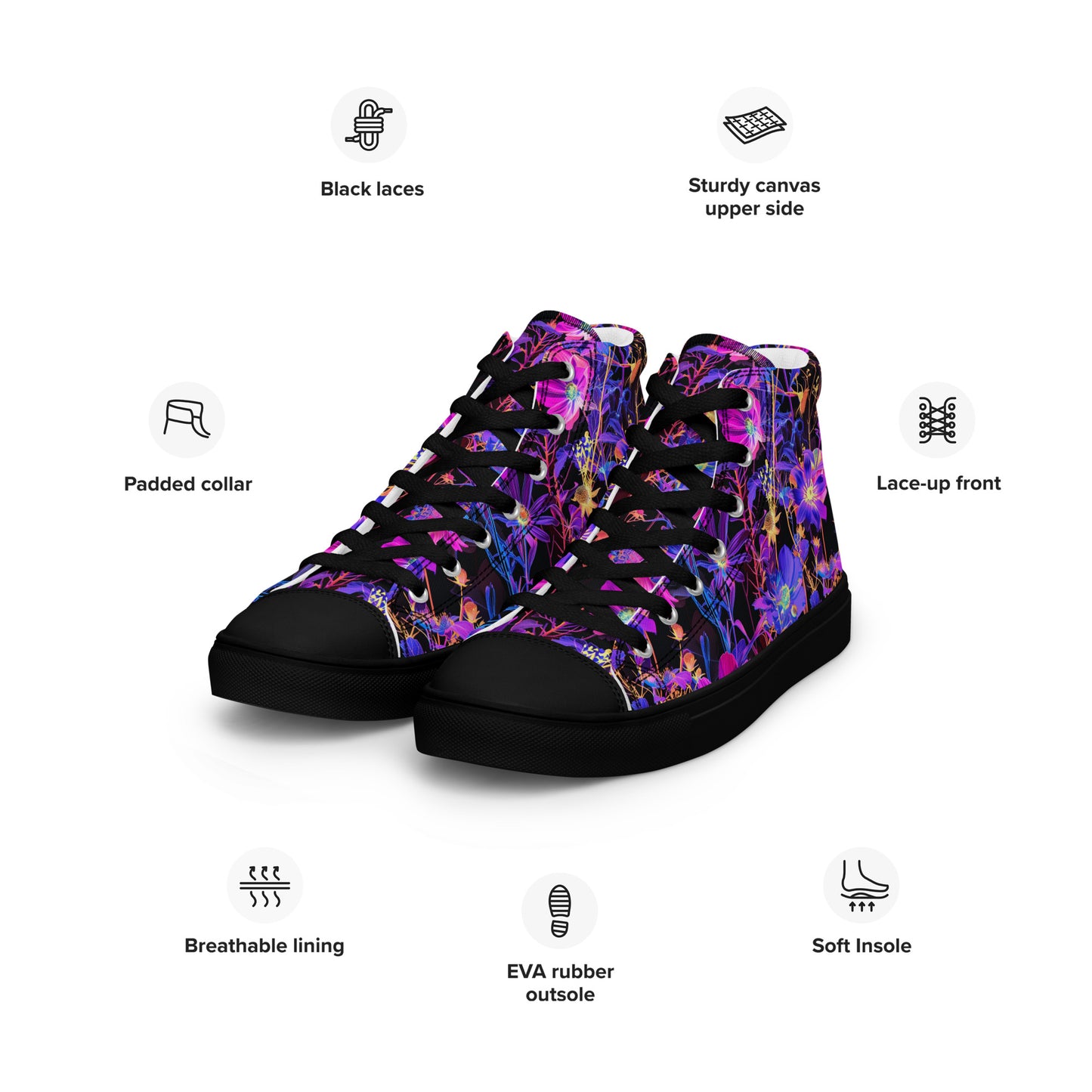 Exotic Floral Women’s High Top Canvas Shoes