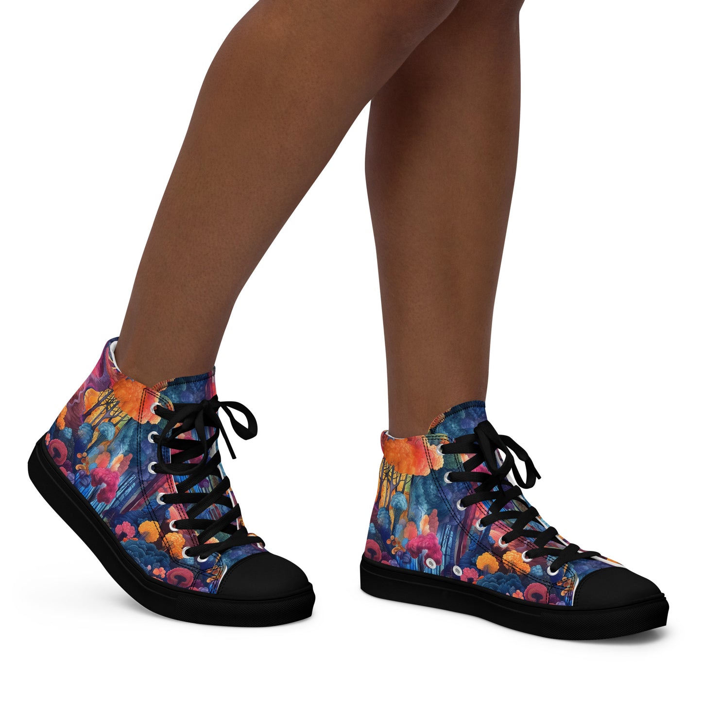 Watercolor Woods Women’s High Top Canvas Shoes