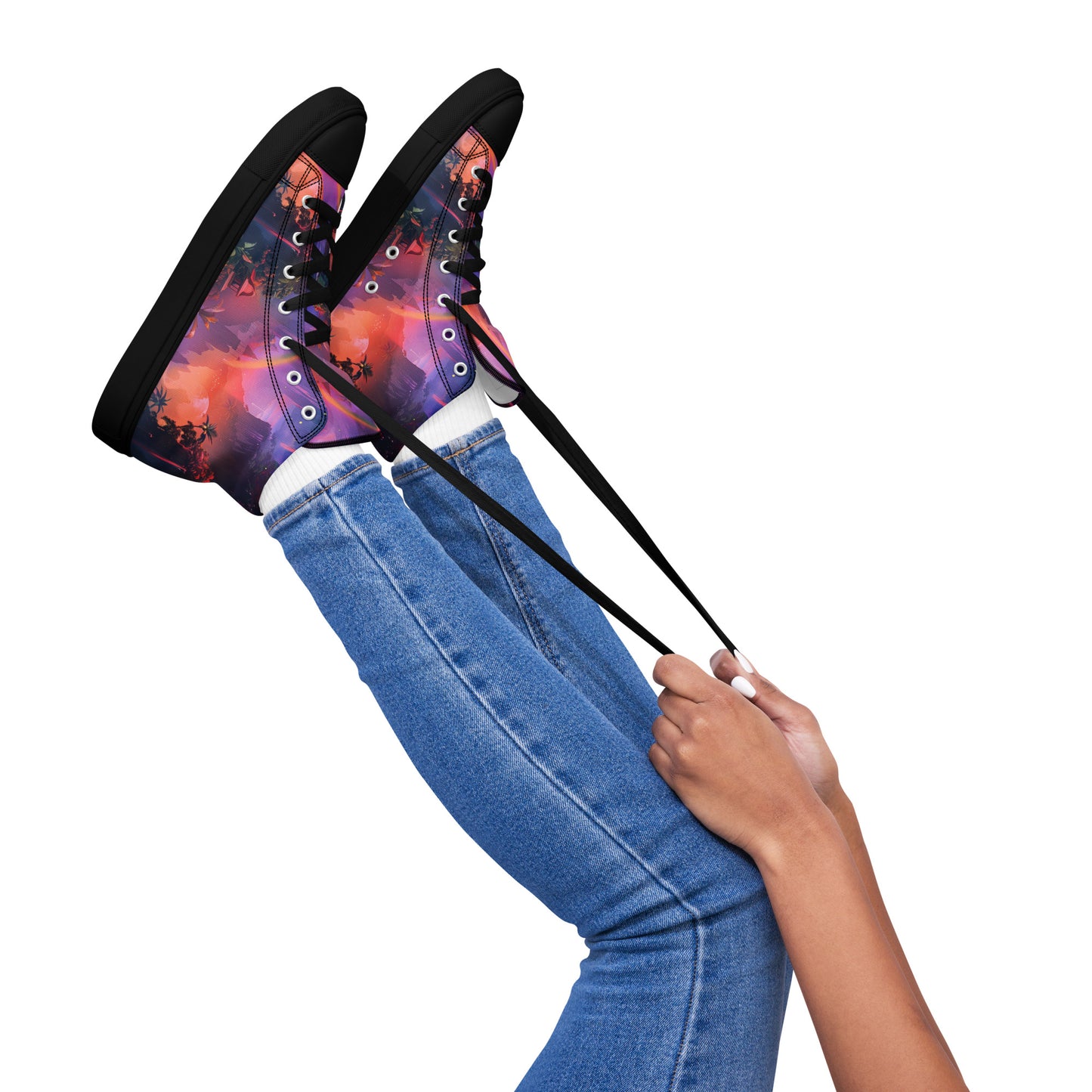 Chasing Waterfalls Women’s High Top Canvas Shoes