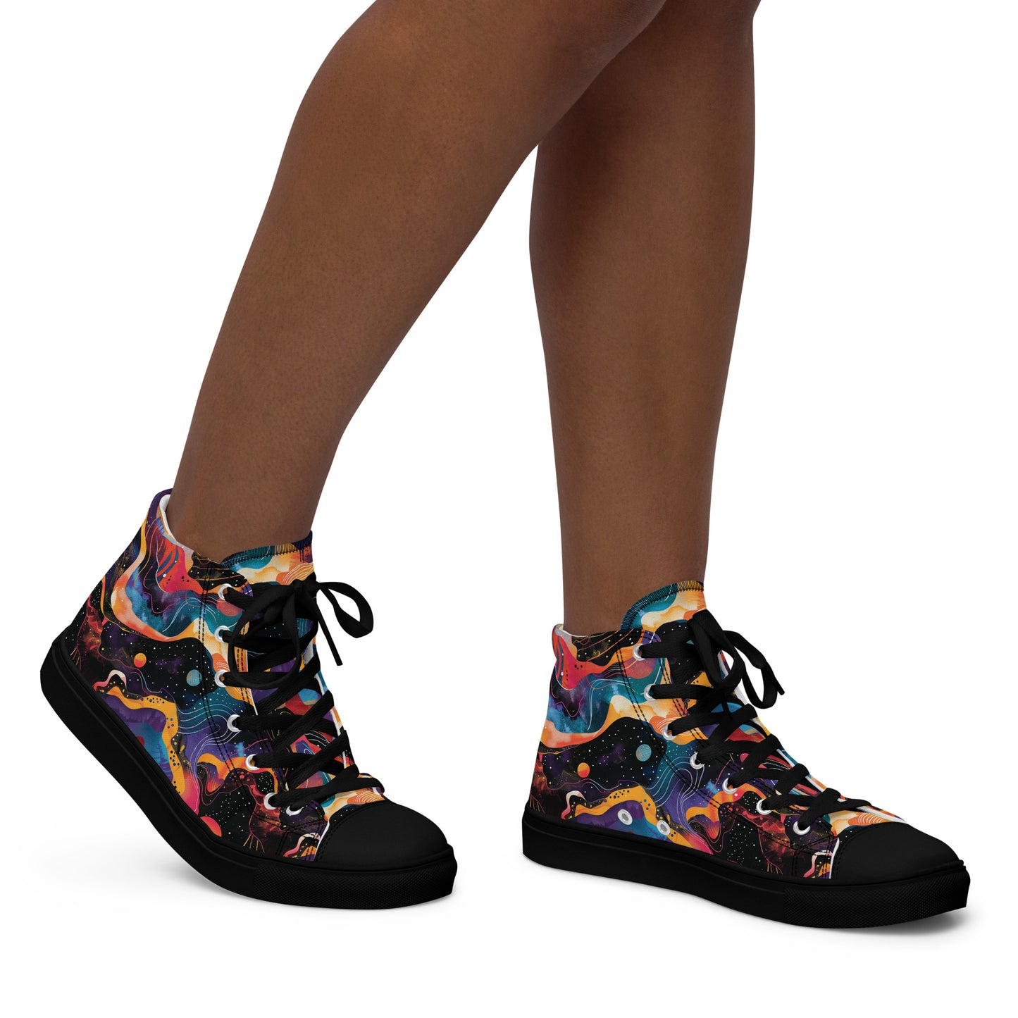 Galactic Waves Women’s High Top Canvas Shoes