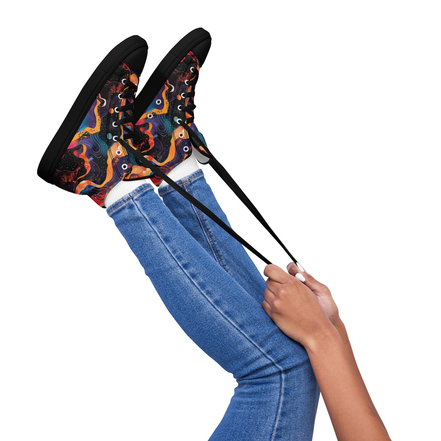 Galactic Waves Women’s High Top Canvas Shoes