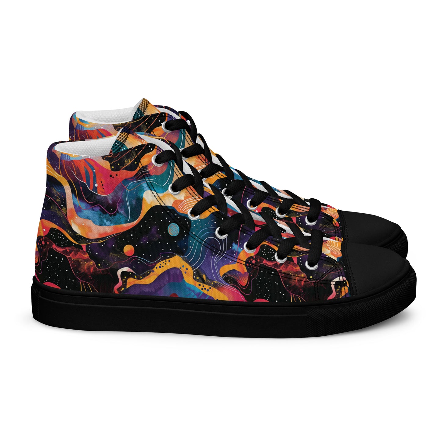 Galactic Waves Women’s High Top Canvas Shoes