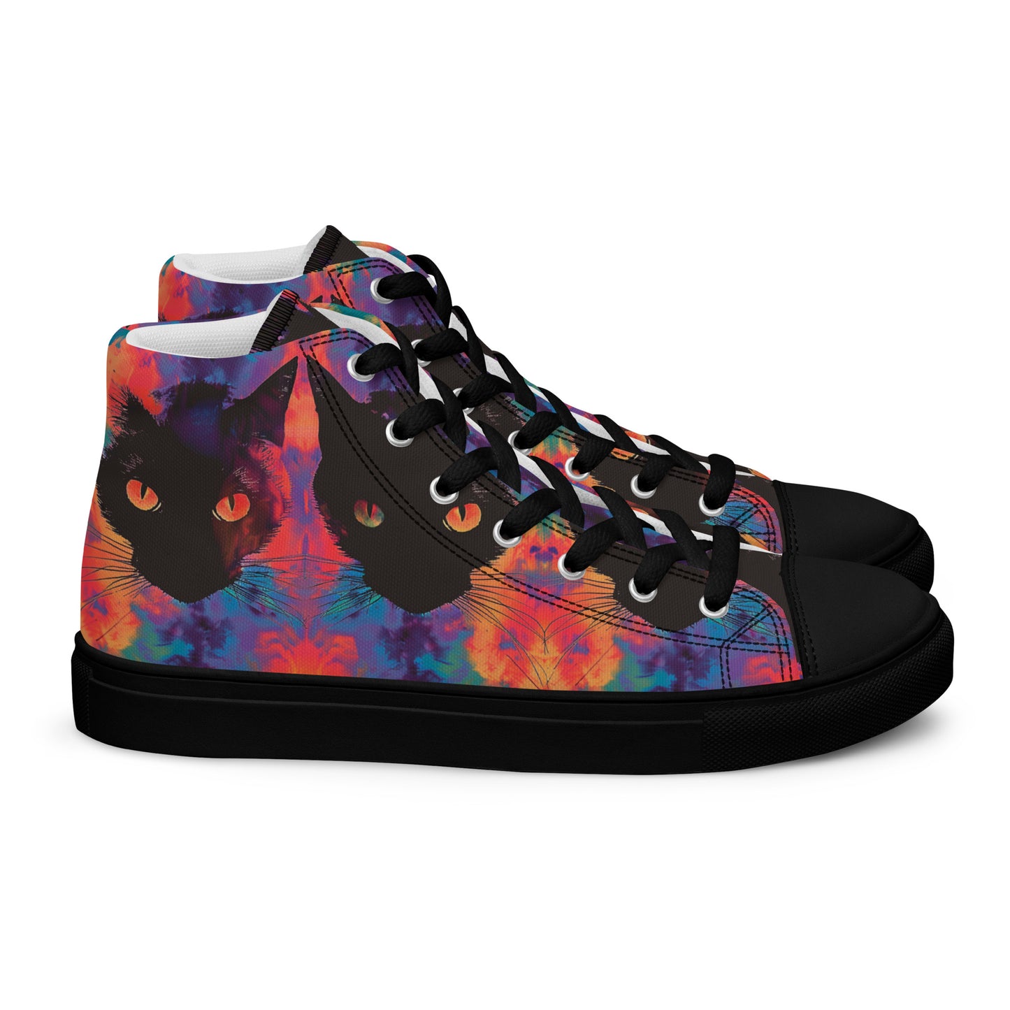 Rave Cat Tie Dye Women’s High Top Canvas Shoes