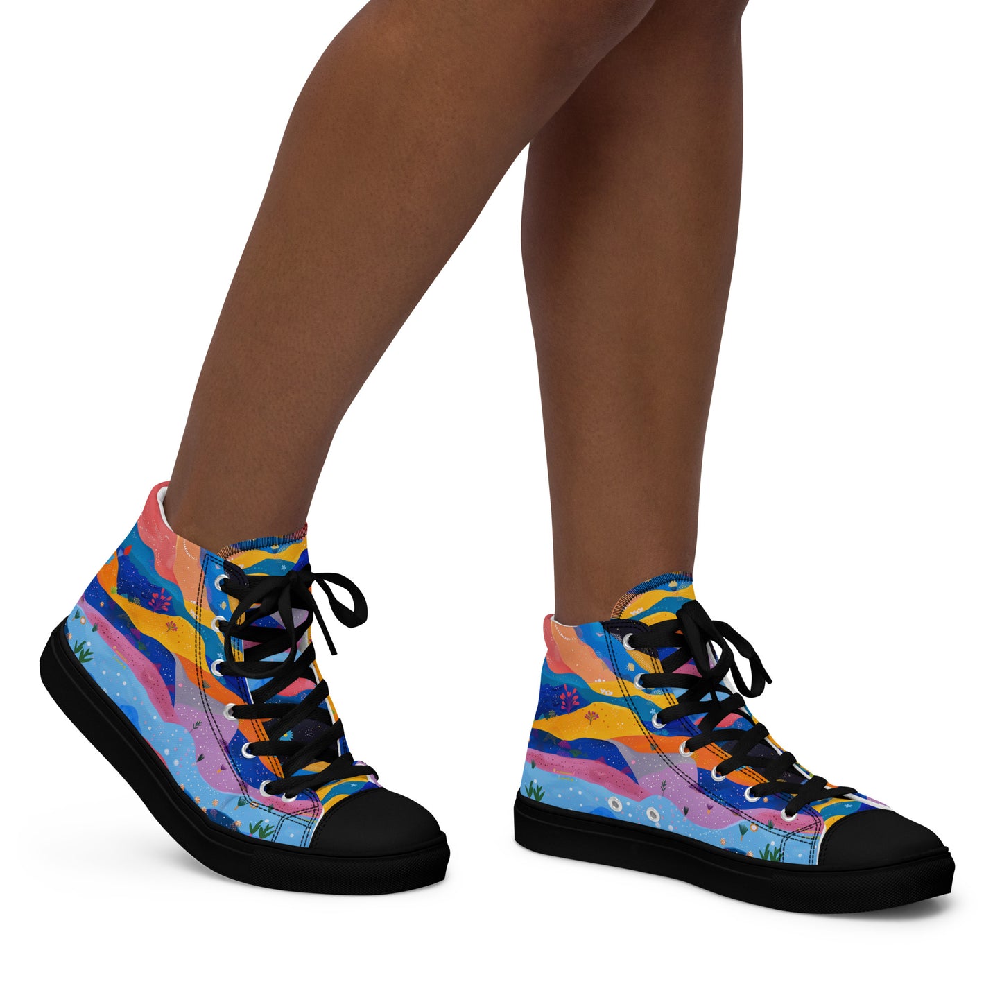 Starlit Panorama Women’s High Top Canvas Shoes