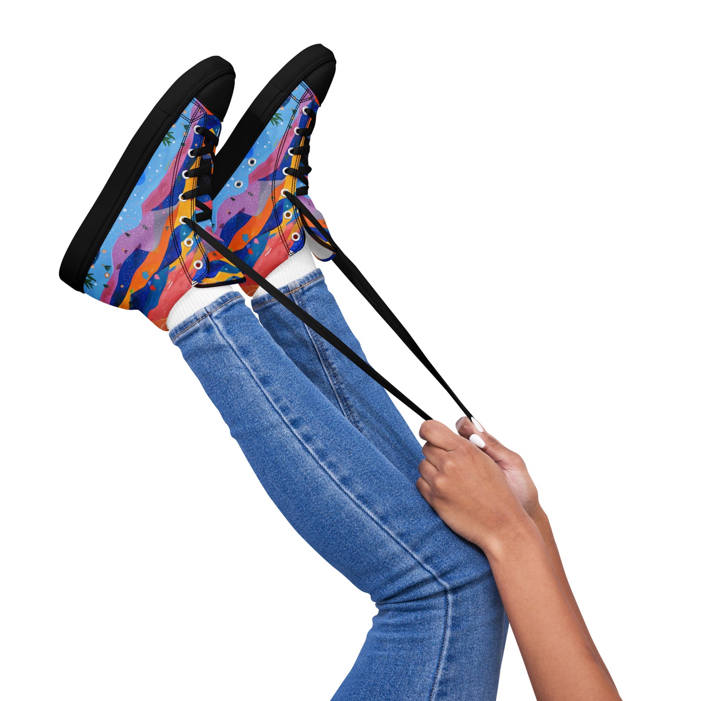 Starlit Panorama Women’s High Top Canvas Shoes