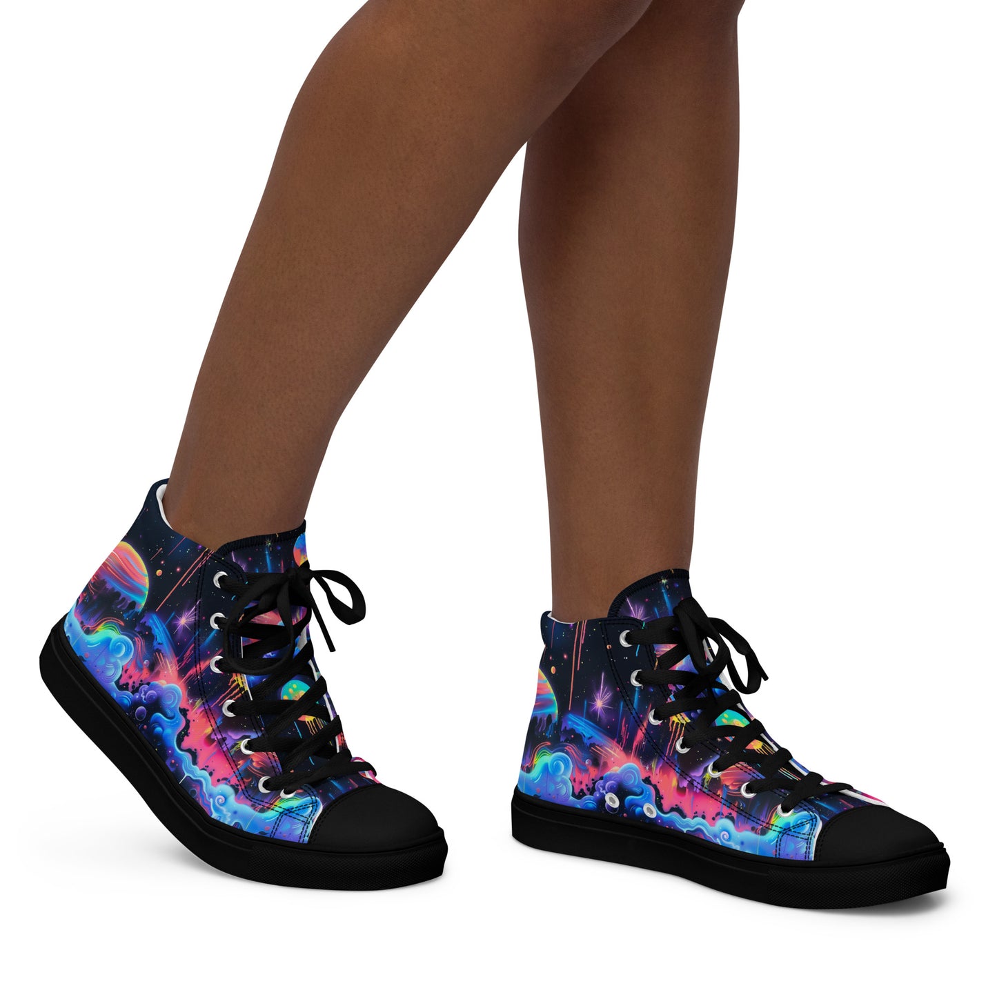 Glowing Galaxy Women’s High Top Canvas Shoes