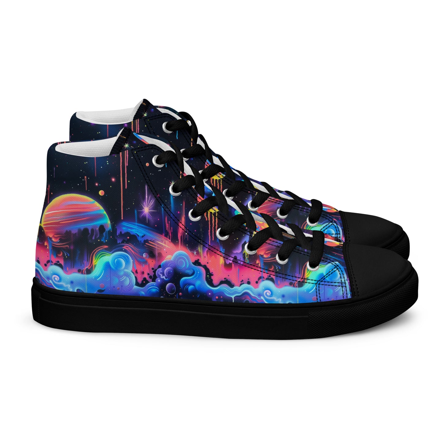 Glowing Galaxy Women’s High Top Canvas Shoes