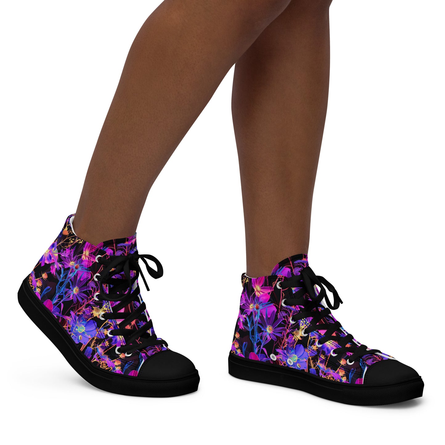 Exotic Floral Women’s High Top Canvas Shoes
