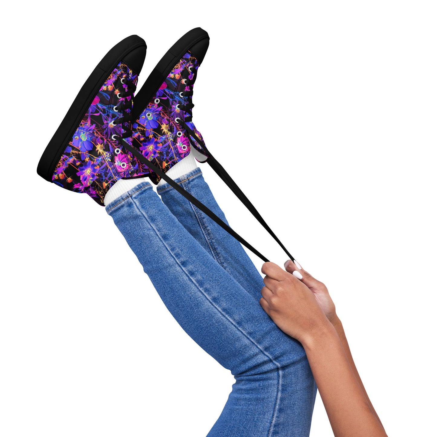 Exotic Floral Women’s High Top Canvas Shoes