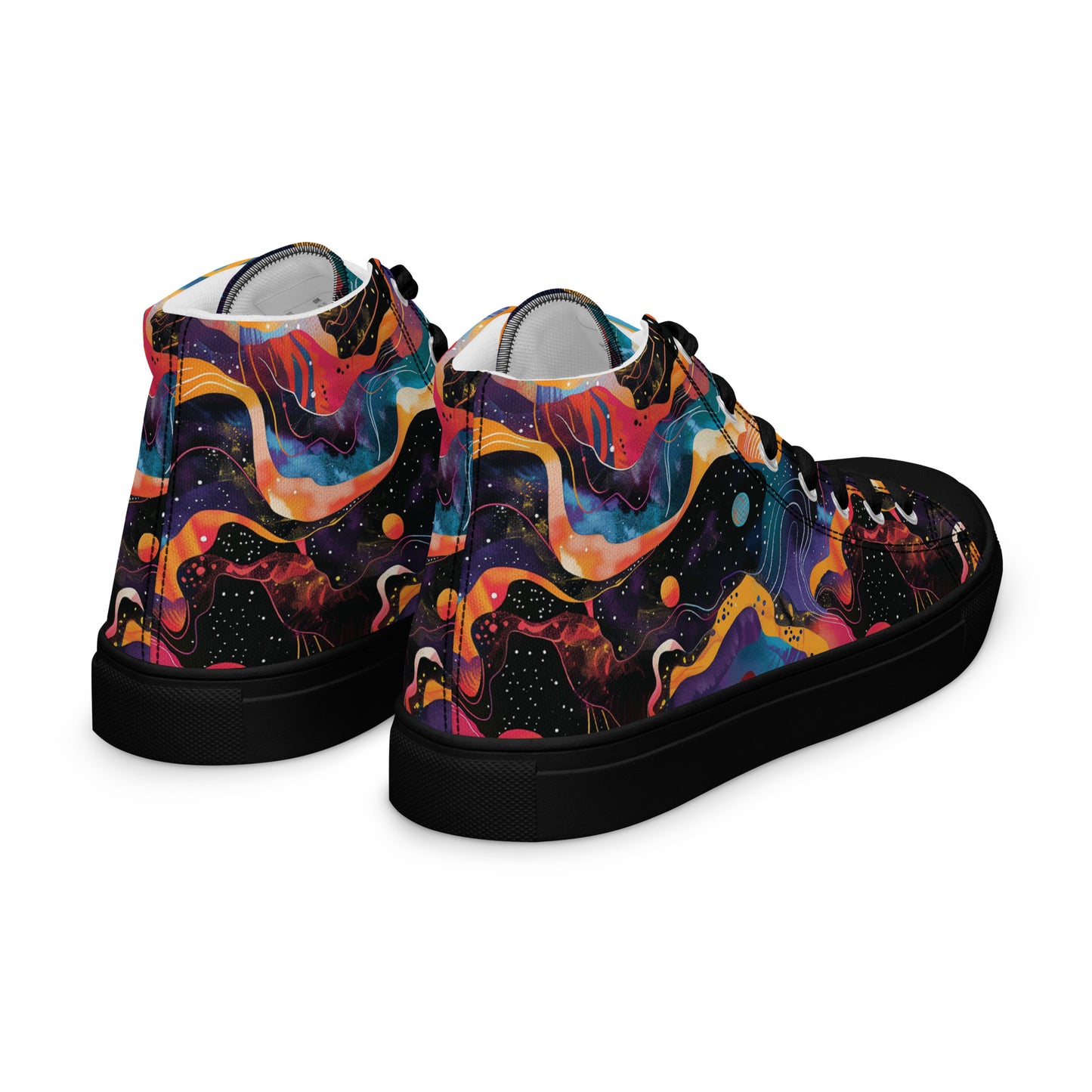 Galactic Waves Women’s High Top Canvas Shoes