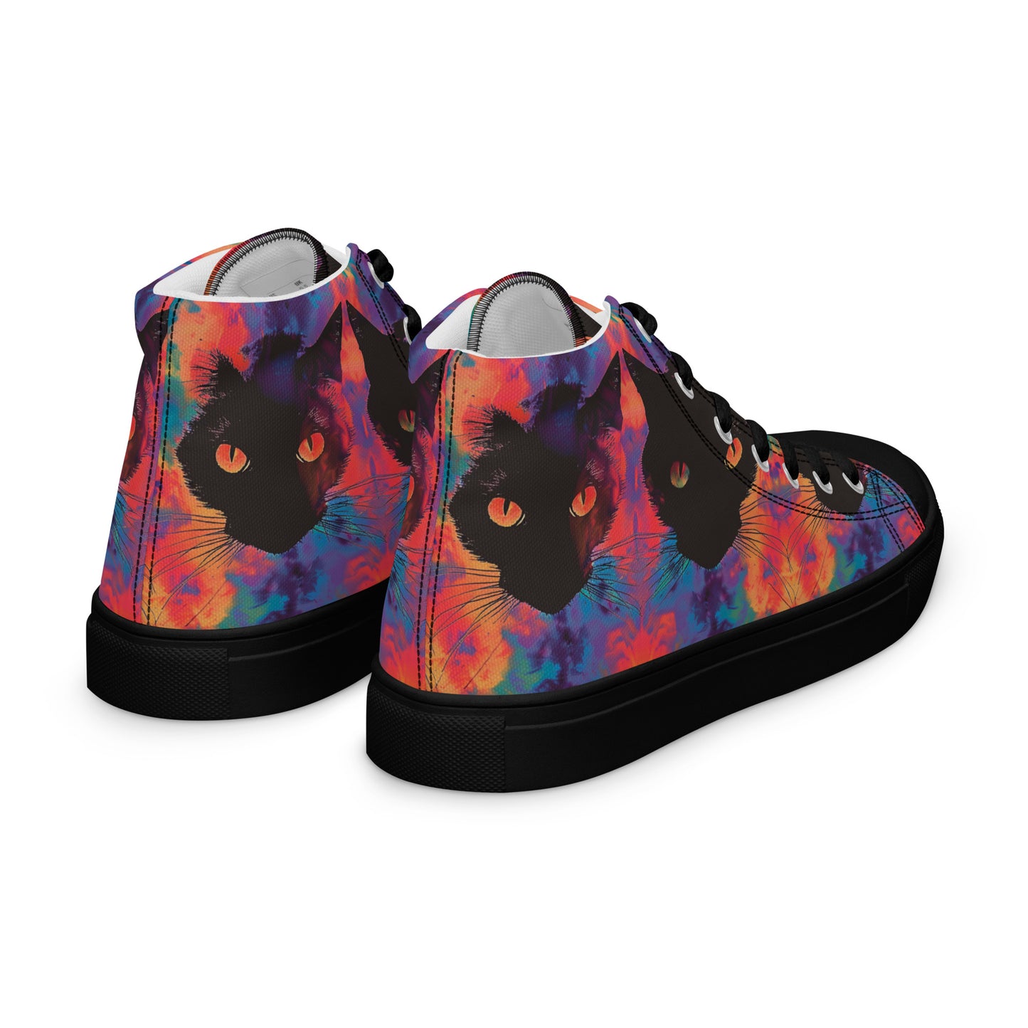 Rave Cat Tie Dye Women’s High Top Canvas Shoes