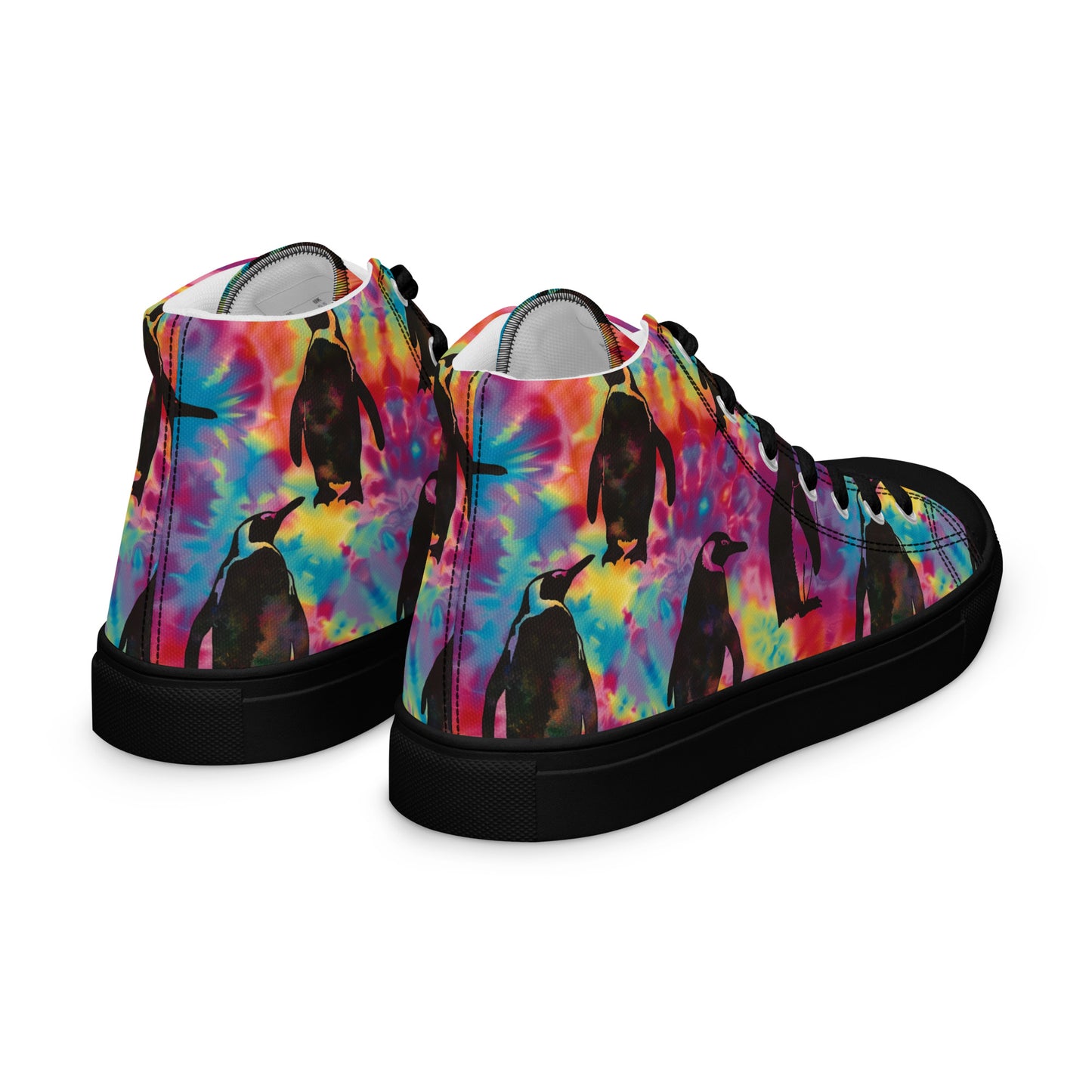 Penguin Rave Tie Dye Women’s High Top Canvas Shoes