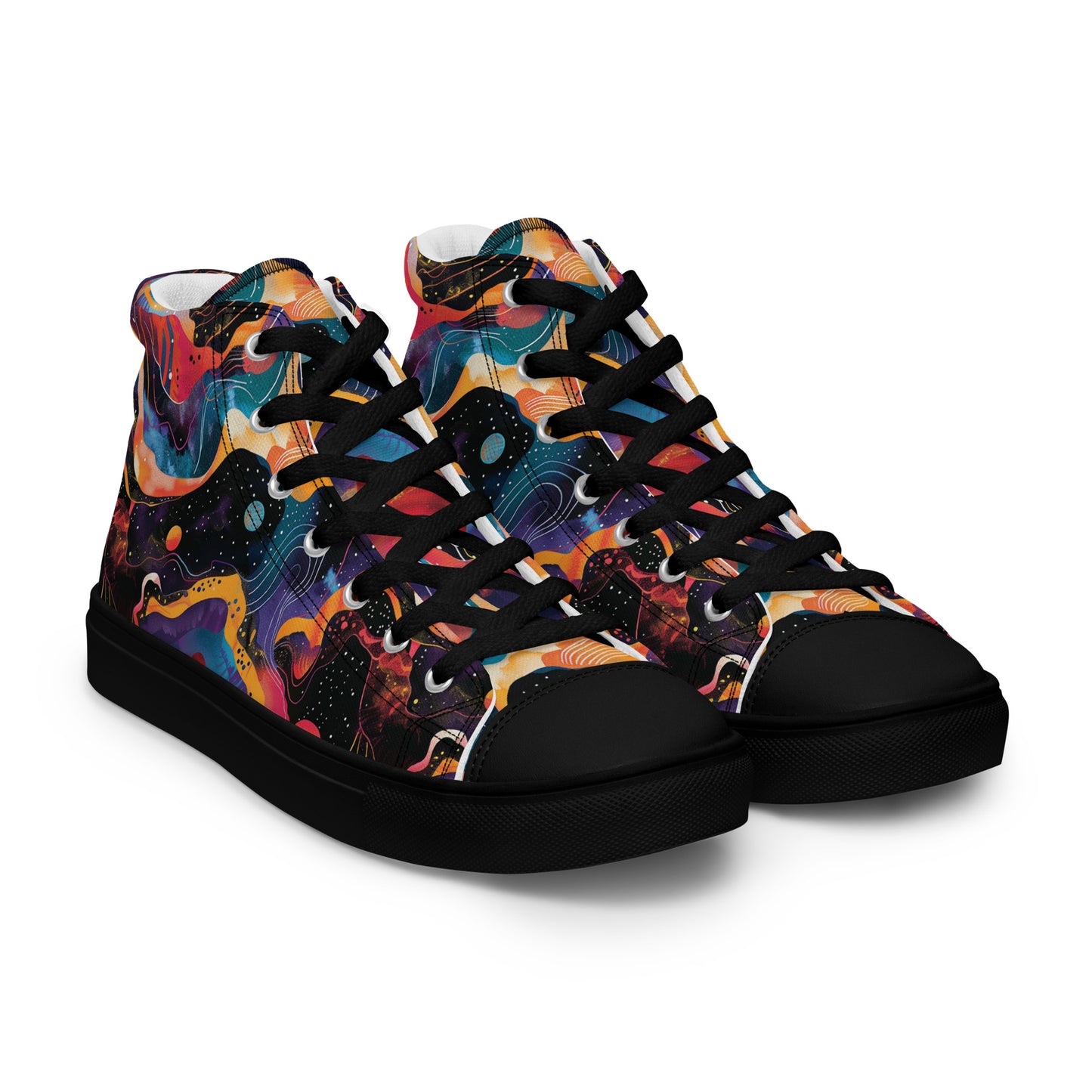 Galactic Waves Women’s High Top Canvas Shoes