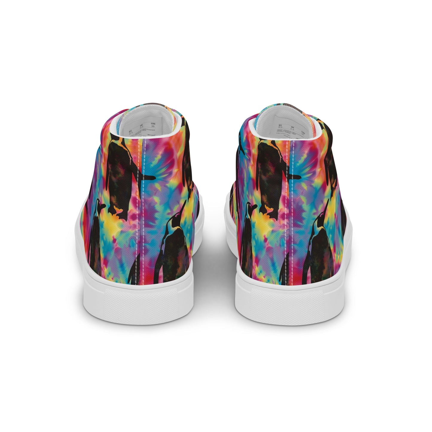Penguin Rave Tie Dye Women’s High Top Canvas Shoes
