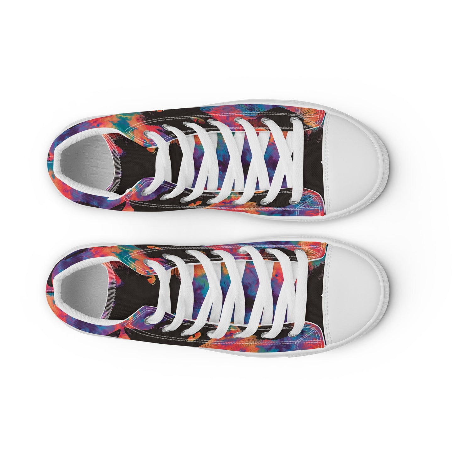 Rave Cat Tie Dye Women’s High Top Canvas Shoes