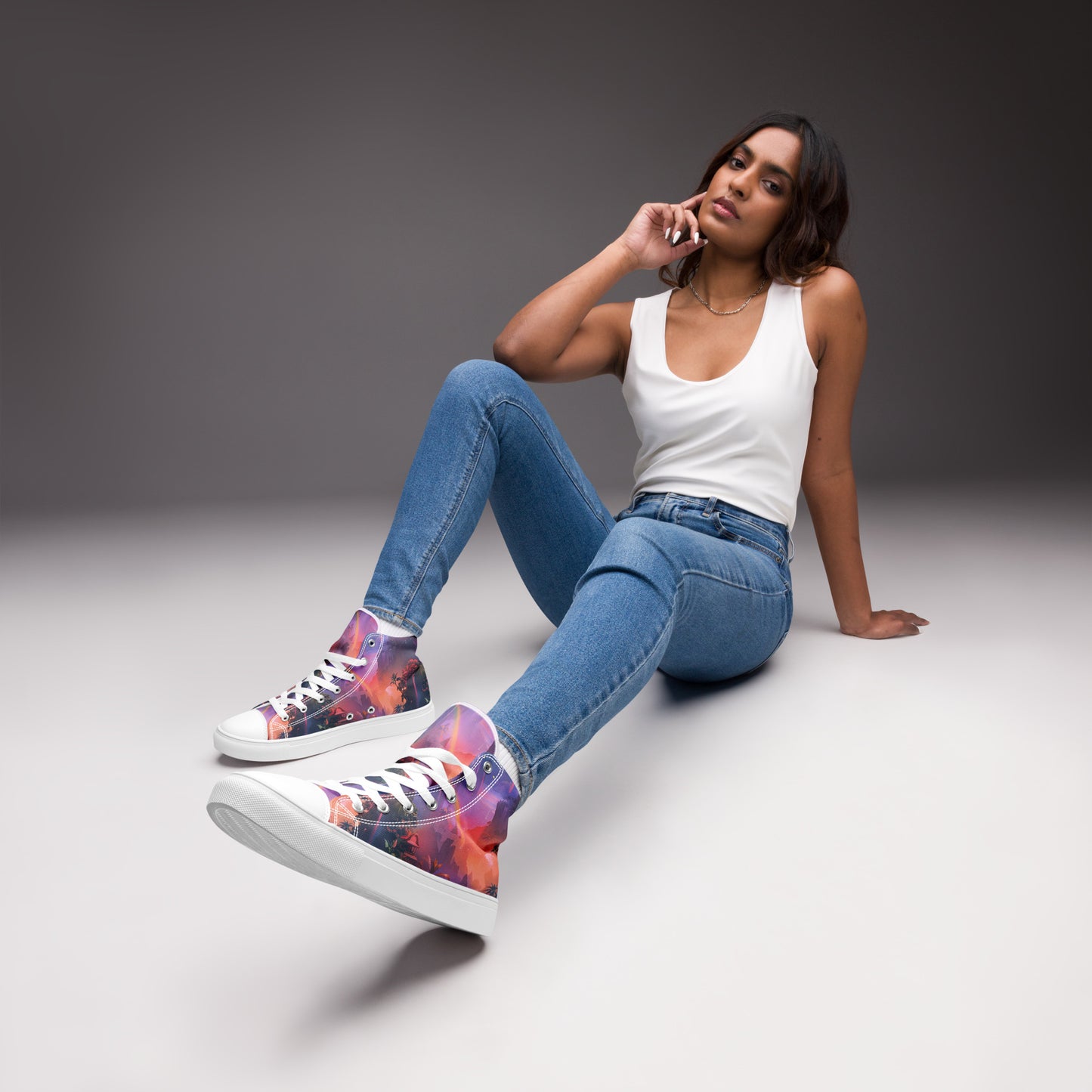 Chasing Waterfalls Women’s High Top Canvas Shoes