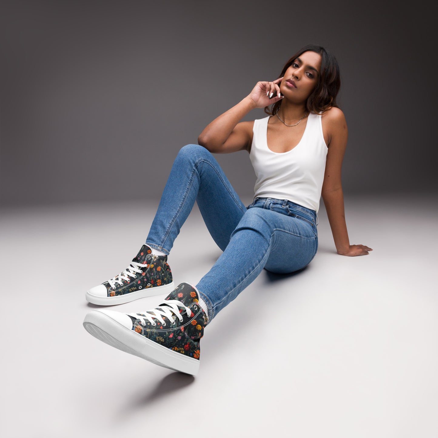 Astral Bloomscape Women’s High Top Canvas Shoes