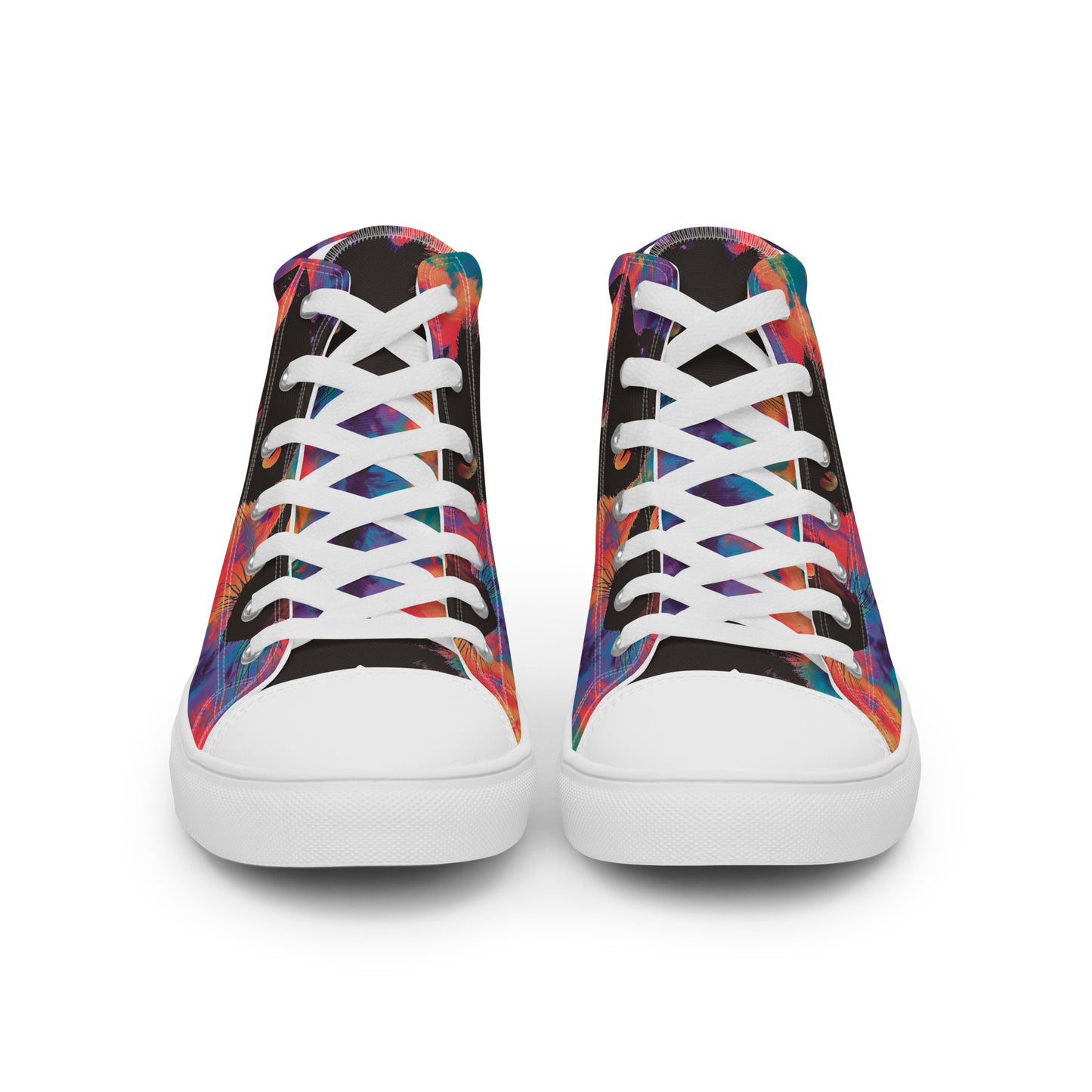 Rave Cat Tie Dye Women’s High Top Canvas Shoes