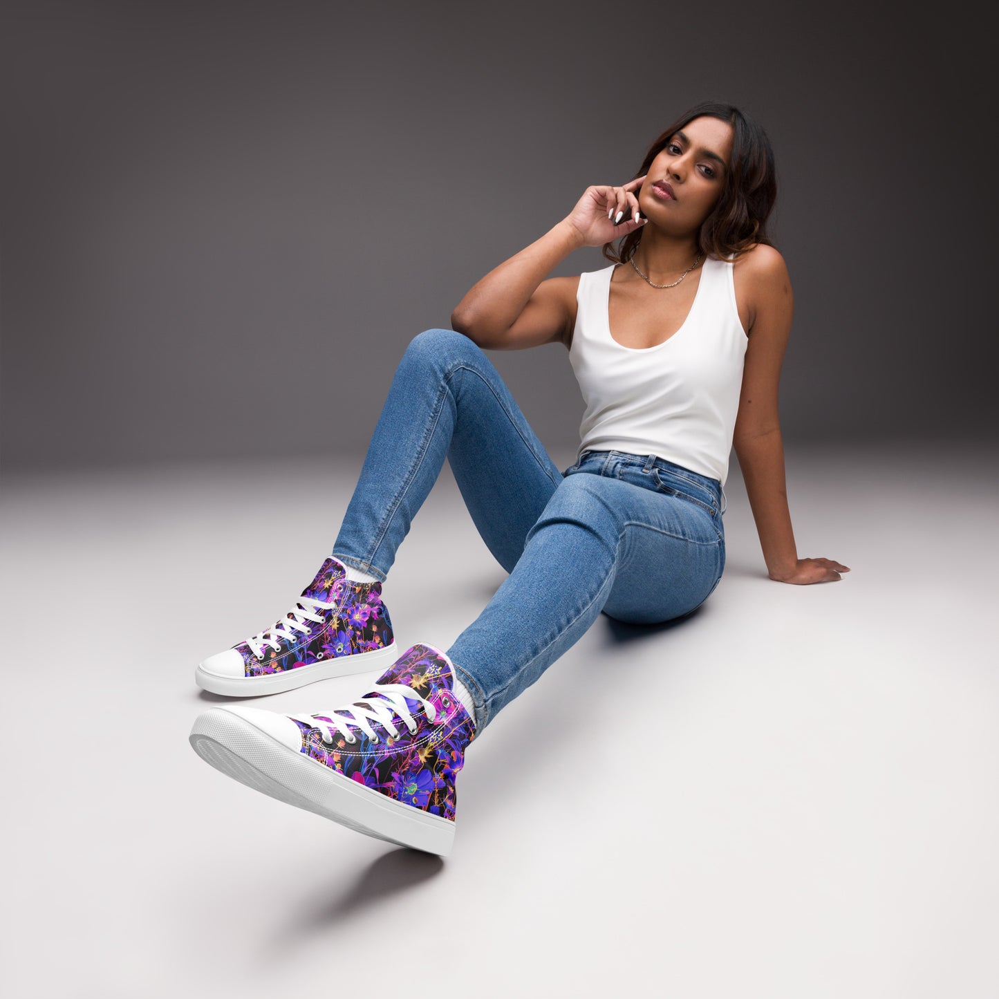Exotic Floral Women’s High Top Canvas Shoes