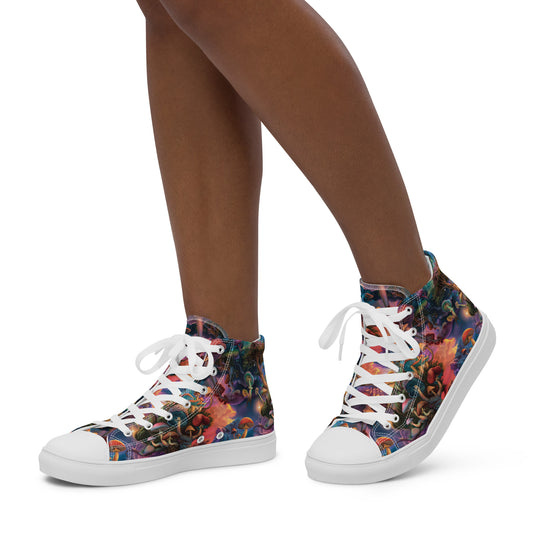 Mycelium Paradise Women’s High Top Canvas Shoes