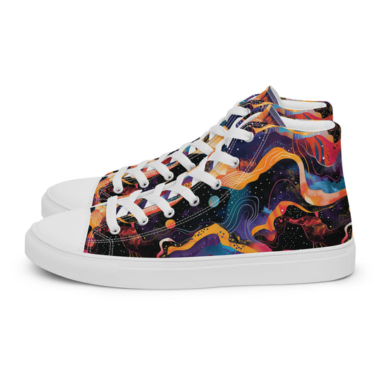 Galactic Waves Women’s High Top Canvas Shoes