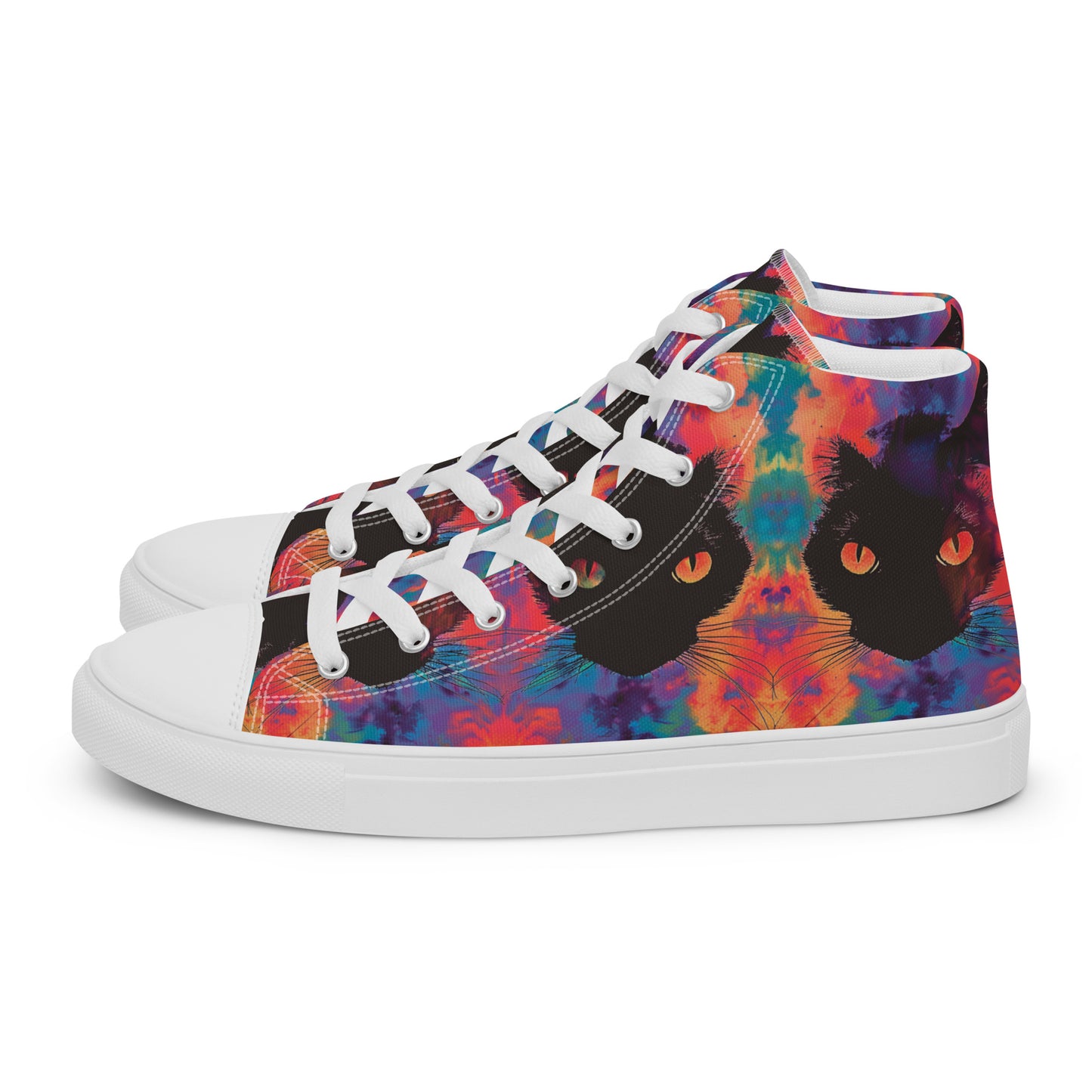 Rave Cat Tie Dye Women’s High Top Canvas Shoes