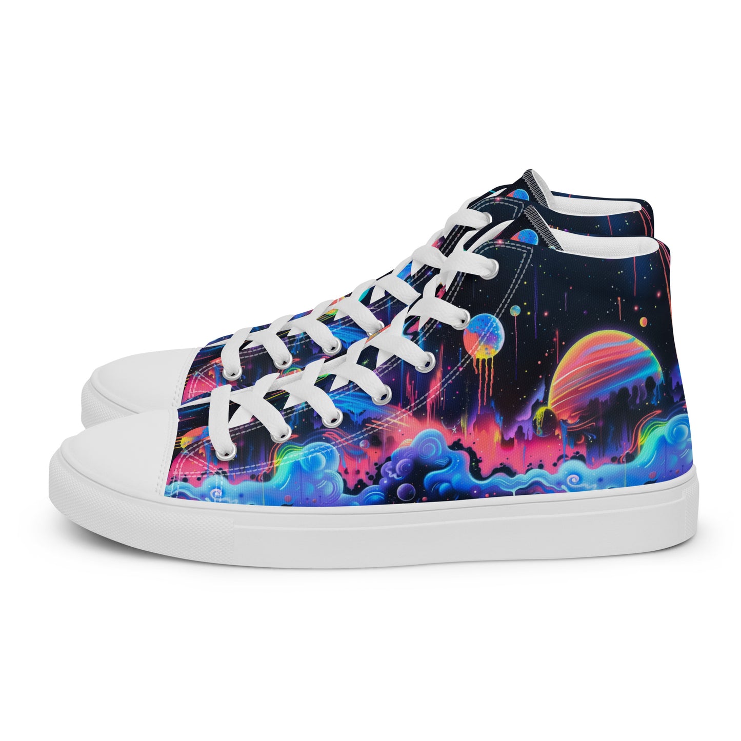 Glowing Galaxy Women’s High Top Canvas Shoes