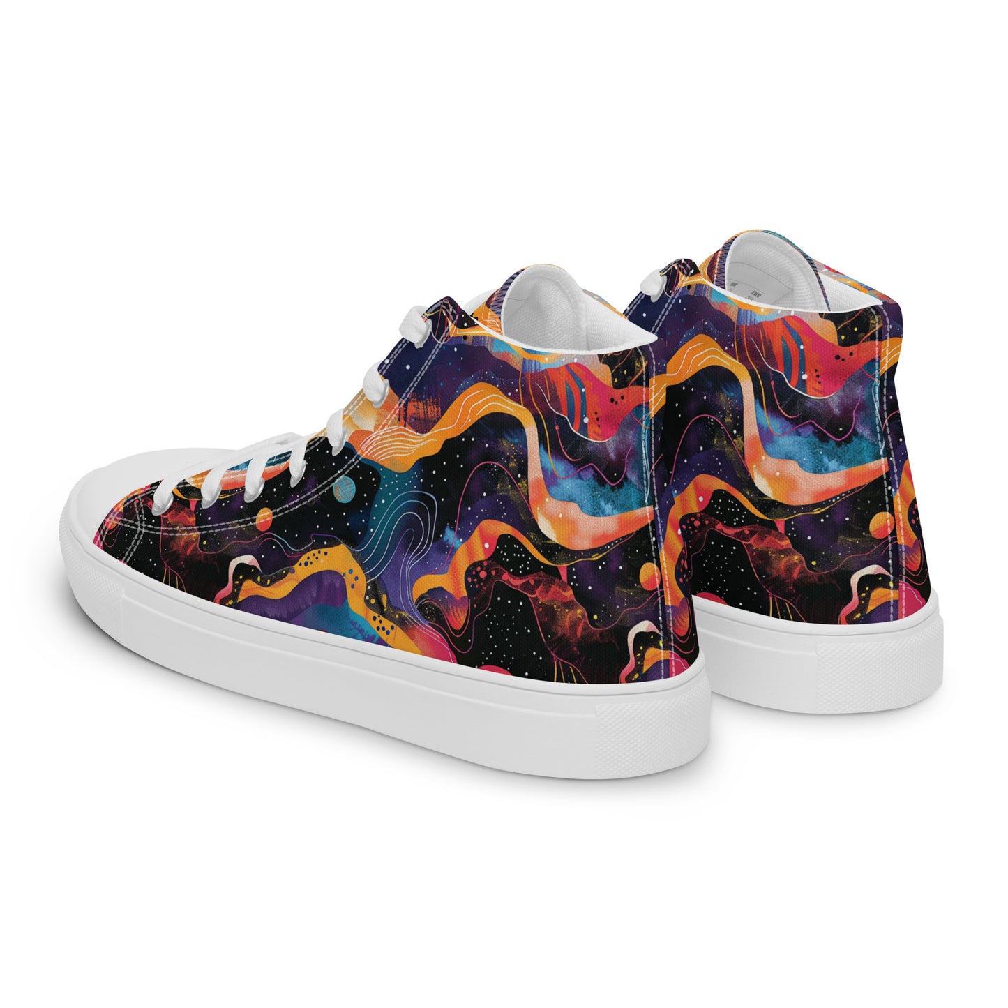 Galactic Waves Women’s High Top Canvas Shoes