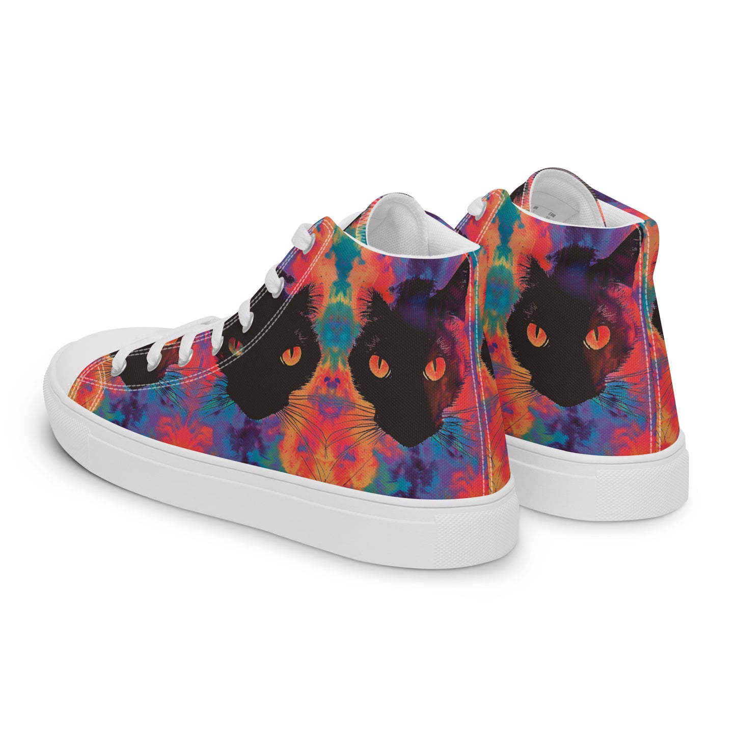 Rave Cat Tie Dye Women’s High Top Canvas Shoes