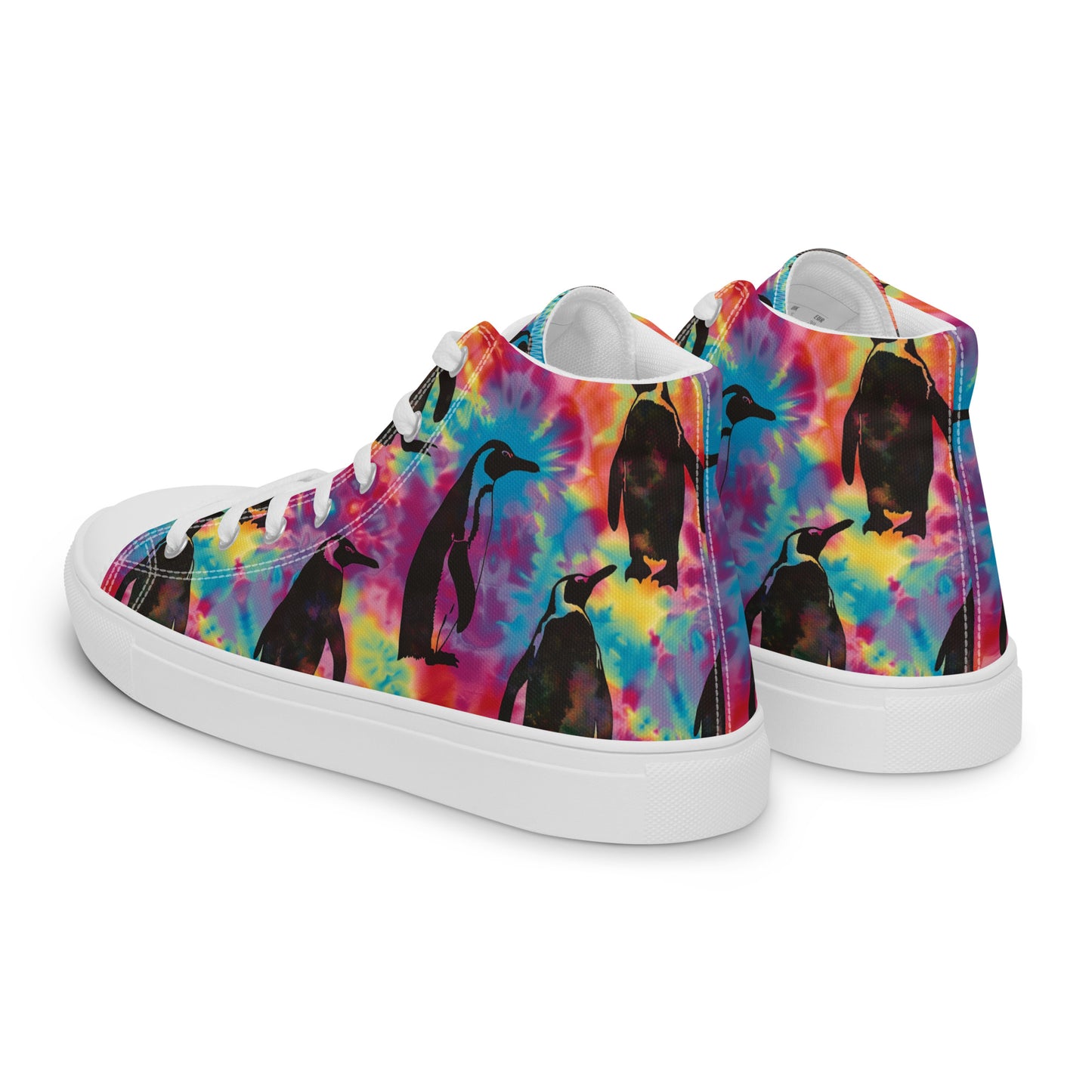 Penguin Rave Tie Dye Women’s High Top Canvas Shoes