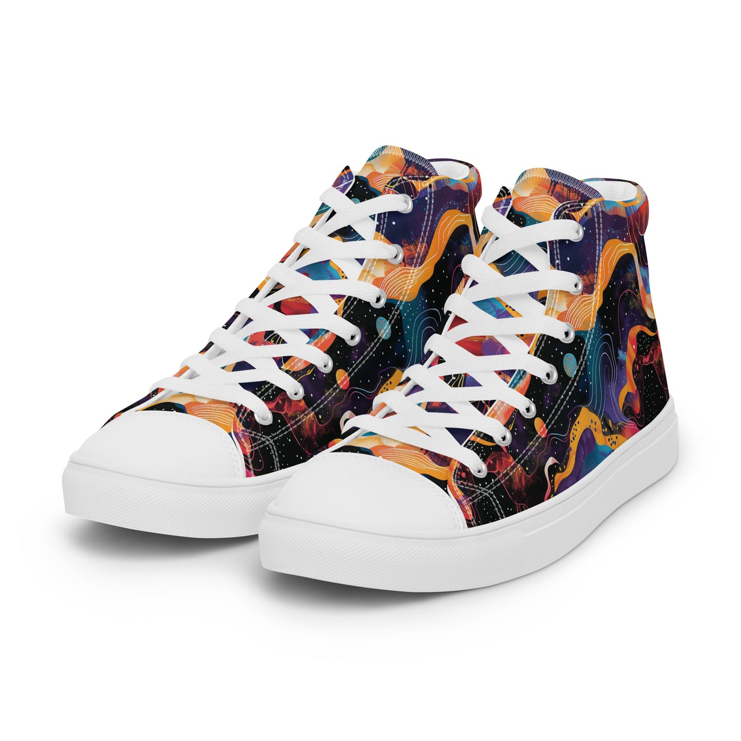 Galactic Waves Women’s High Top Canvas Shoes