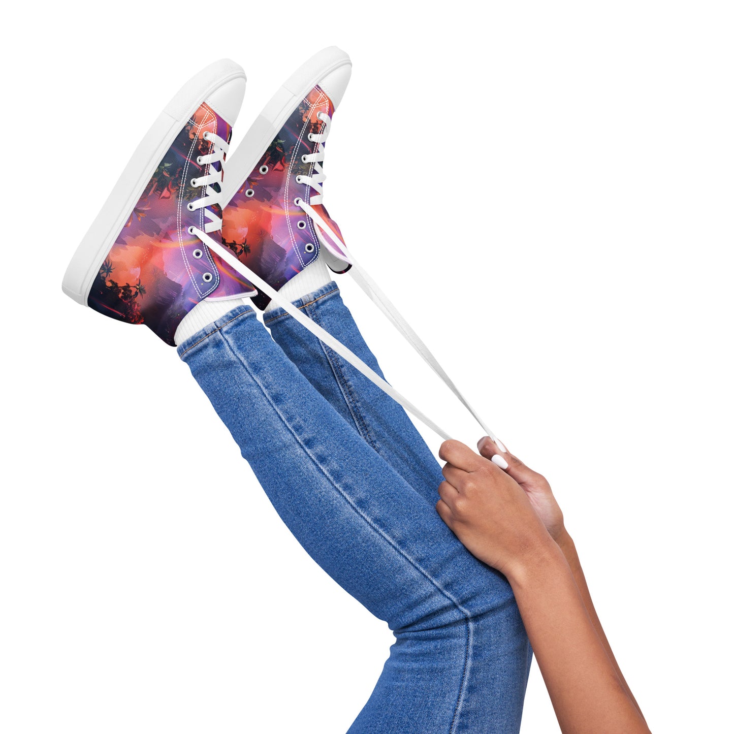 Chasing Waterfalls Women’s High Top Canvas Shoes
